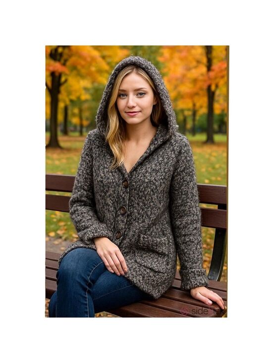 POL Sweaters - POL Cozy Black and White Hooded Cardigan